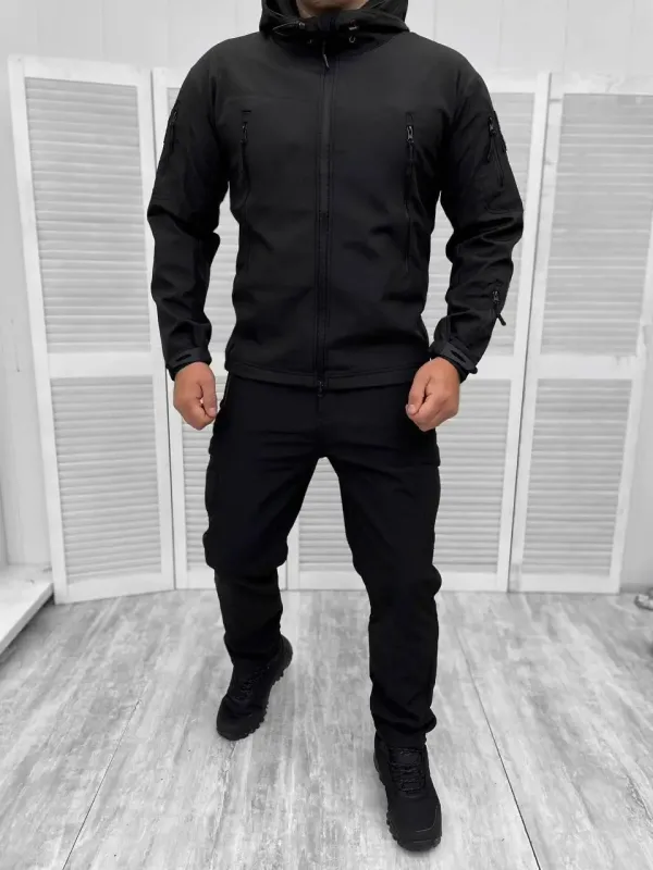 Демисезонный тактический костюм SOFT-SHELL EAGLE черный
