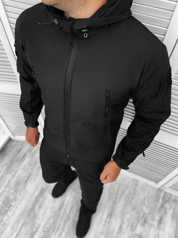 Демисезонный тактический костюм SOFT-SHELL EAGLE черный