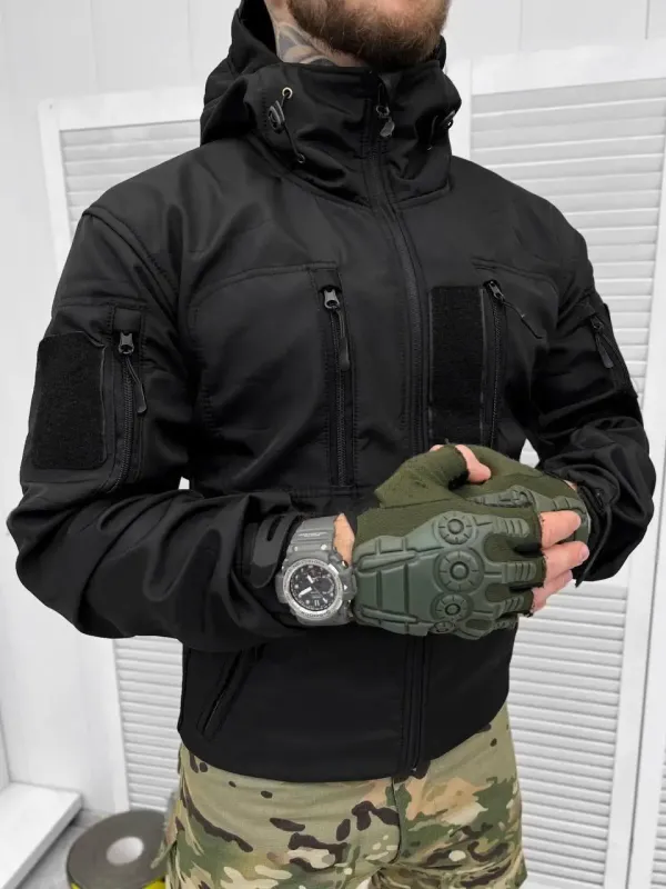 Демисезонная тактическая куртка SOFT-SHELL Tactique чёрный