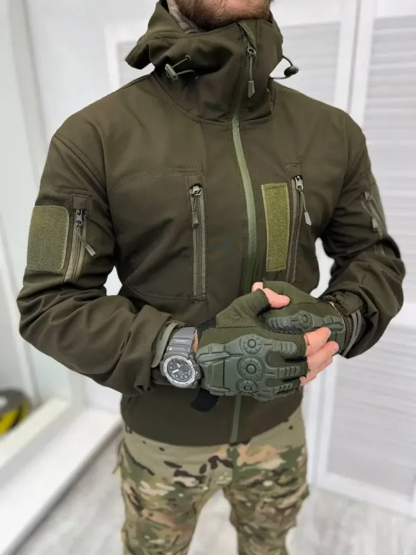 Демисезонная тактическая куртка SOFT-SHELL Tactique олива