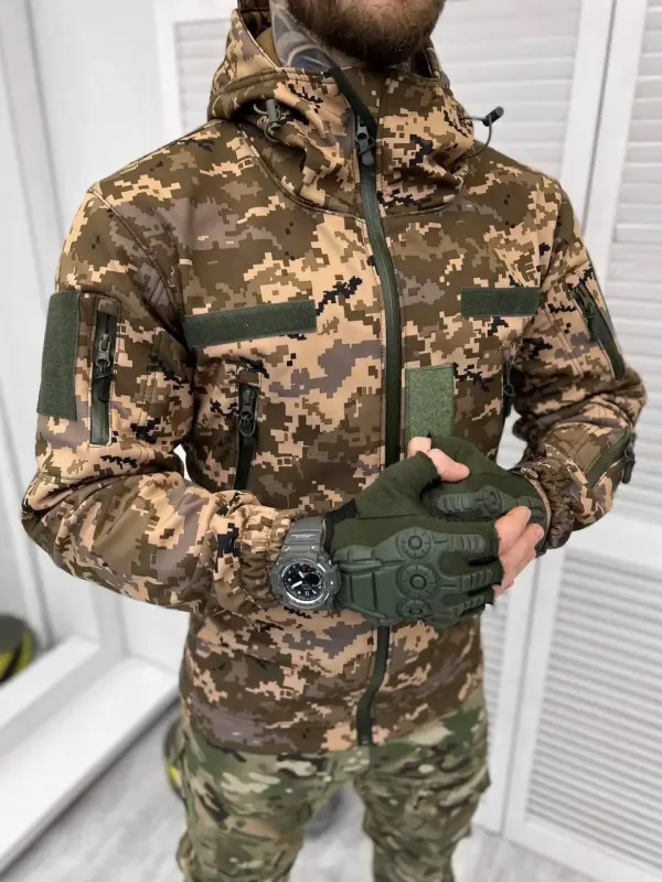 Выбор ВСУ Армейская демисезонная тактическая куртка SOFT-SHELL пиксель