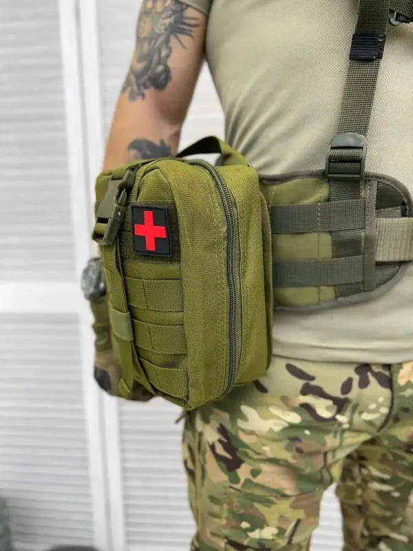 Военная аптечка Олива (подсумок) Быстрый сброс