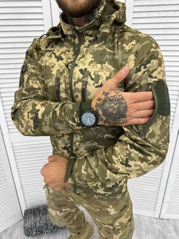 Осенняя тактическая куртка SOFT-SHELL пиксель (SQUAD)