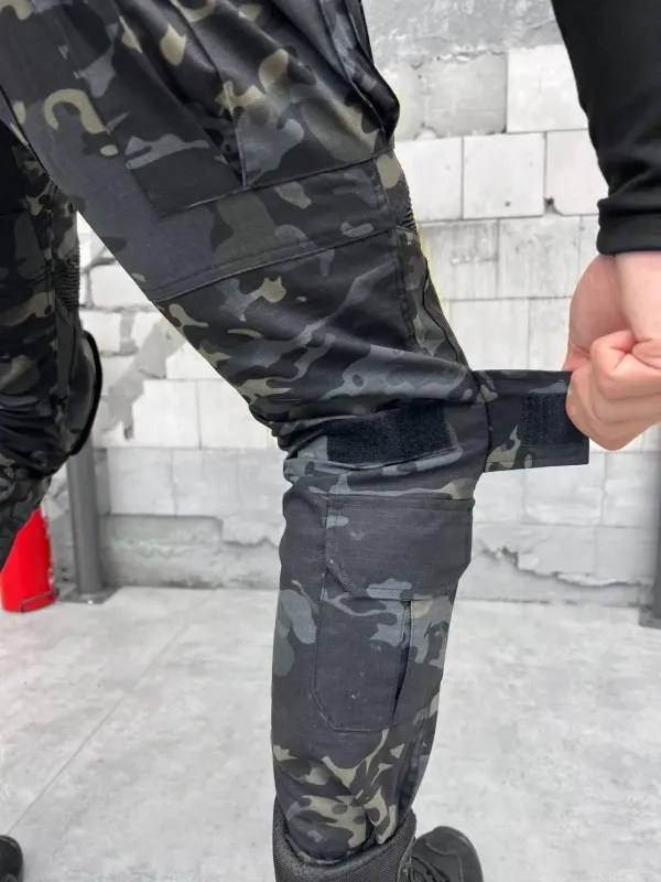 Военные штаны с наколенниками (Black) G3 (Мультикам)