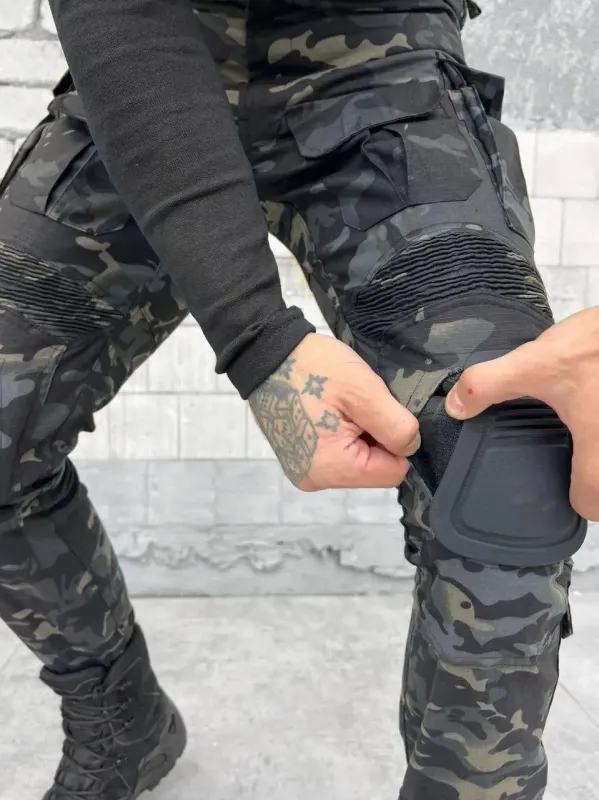 Военные штаны с наколенниками (Black) G3 (Мультикам)