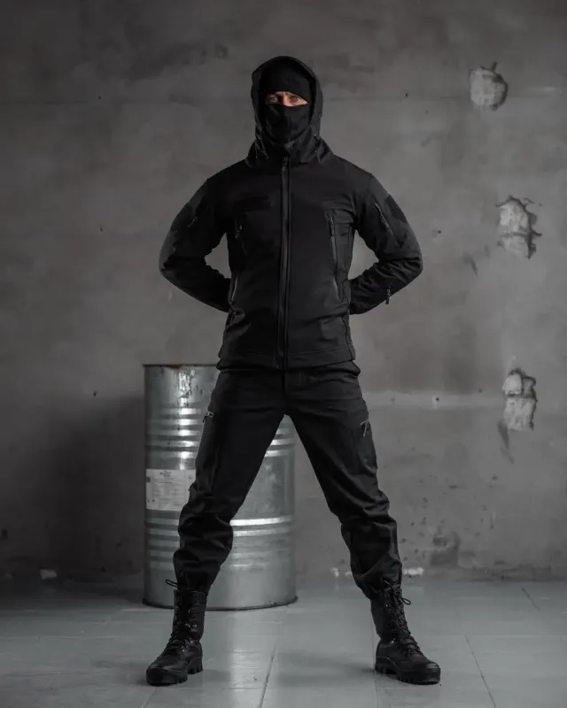 Тактический костюм SoftShell Police black ВТ7623(12 - 02)