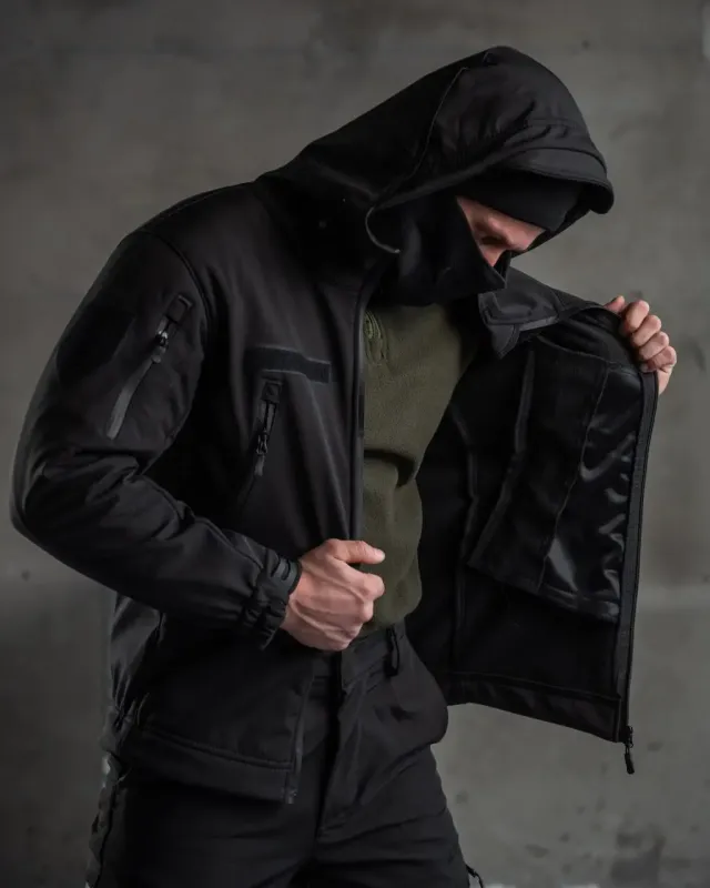 Тактический костюм SoftShell Police black ВТ7623(12 - 02)