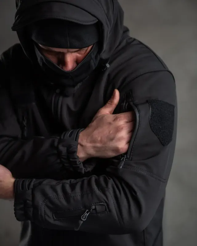 Тактический костюм SoftShell Police black ВТ7623(12 - 02)