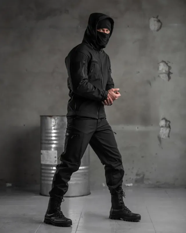 Тактический костюм SoftShell Police black ВТ7623(12 - 02)
