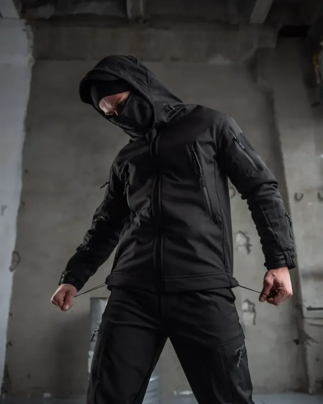 Тактический костюм SoftShell Police black ВТ7623(12 - 02)