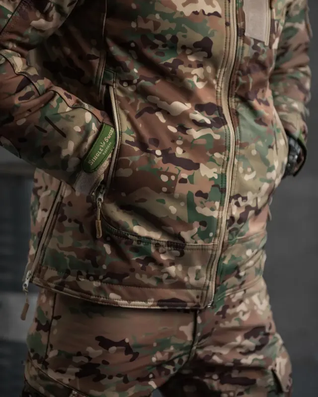 Зимний тактический костюм софтшел Single Sword Jumper (двойной флис) (16-02)