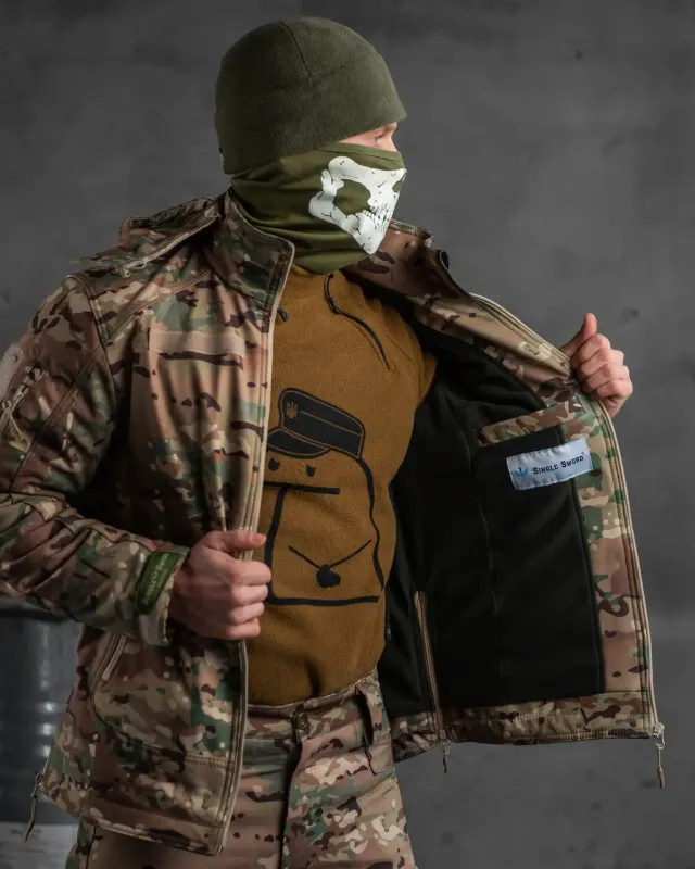 Зимний тактический костюм софтшел Single Sword Jumper (двойной флис) (16-02)
