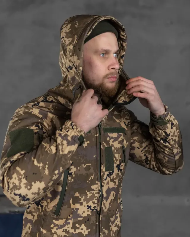 Военная демисезонная куртка SOFT-SHELL Пиксель (Корд)