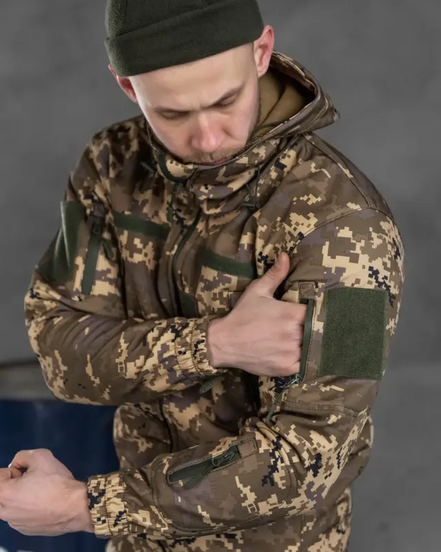 Военная демисезонная куртка SOFT-SHELL Пиксель (Корд)
