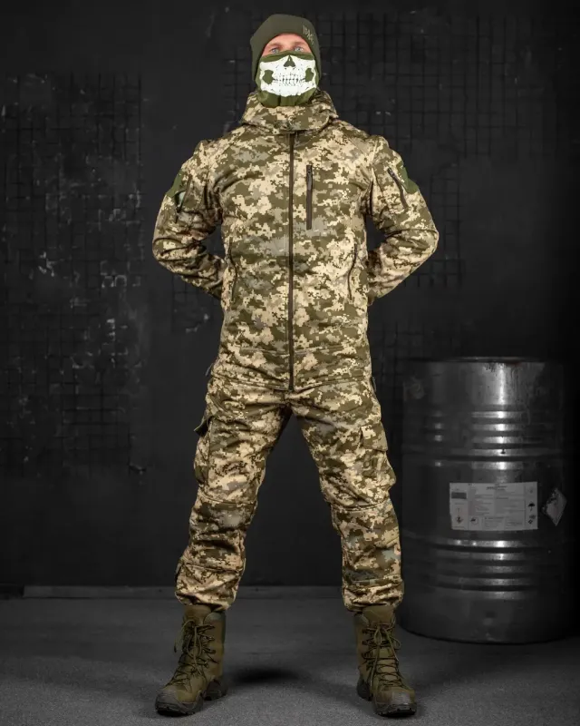 Зимний тактический костюм софтшел пиксель Jumper (двухфлис)(2 - 03)