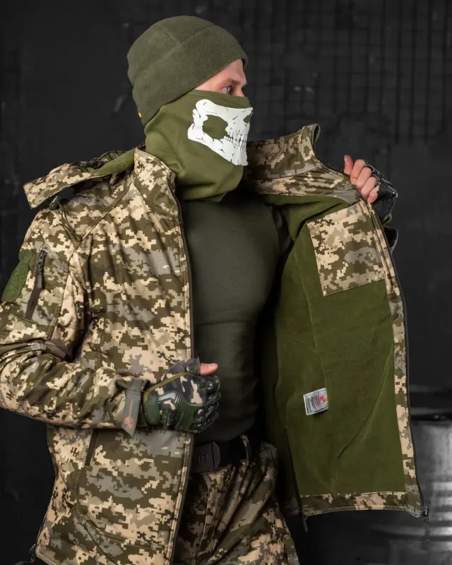 Зимний тактический костюм софтшел пиксель Jumper (двухфлис)(2 - 03)