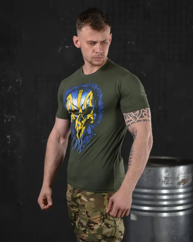 Тактическая футболка Punisher oliva ТН6574(8 - 02)
