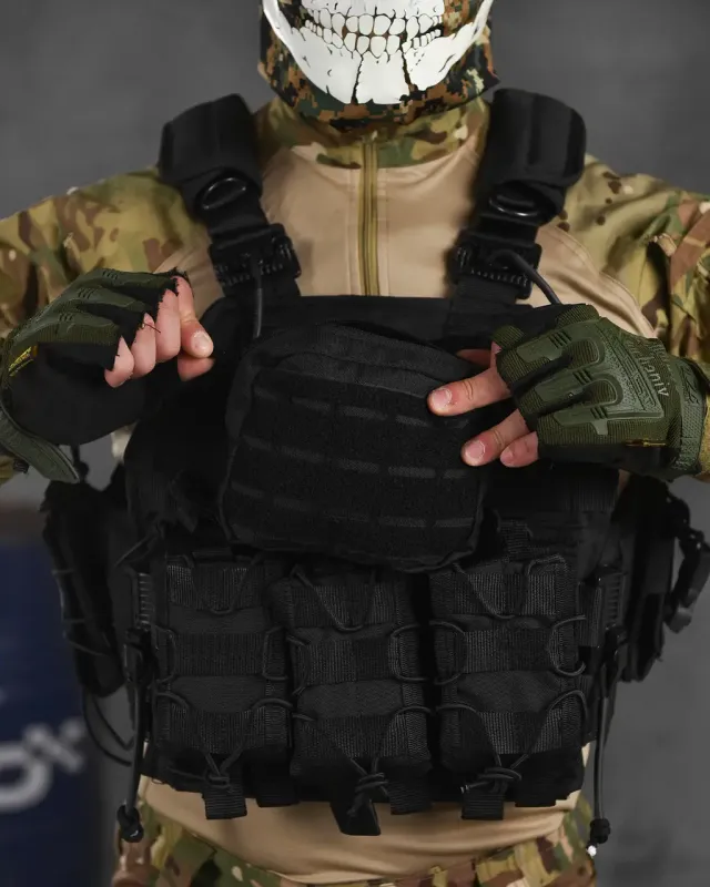 Плитоноска 4 точки быстрого сброса черные ВТ1096(32 - 03)