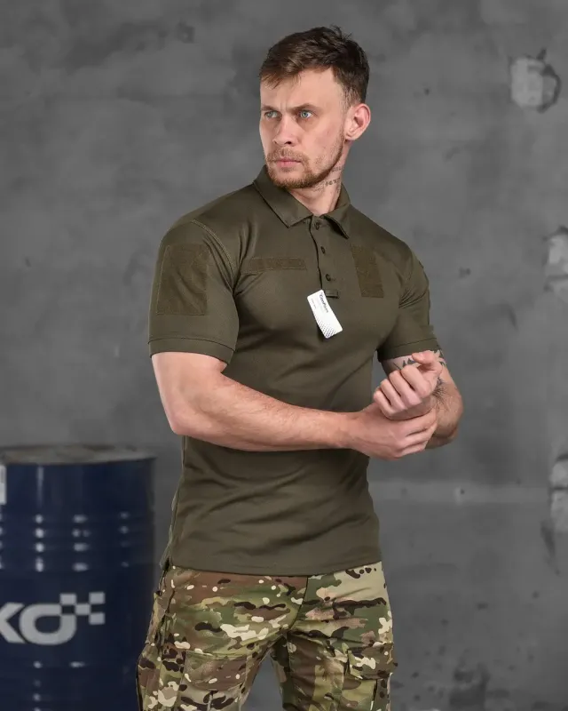 Военная футболка поло Сoolpass olive ВН(2024)