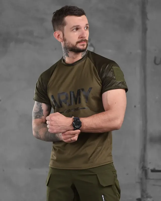 Тактическая футболка потоотводящая Army темный мультикам ВТ1018