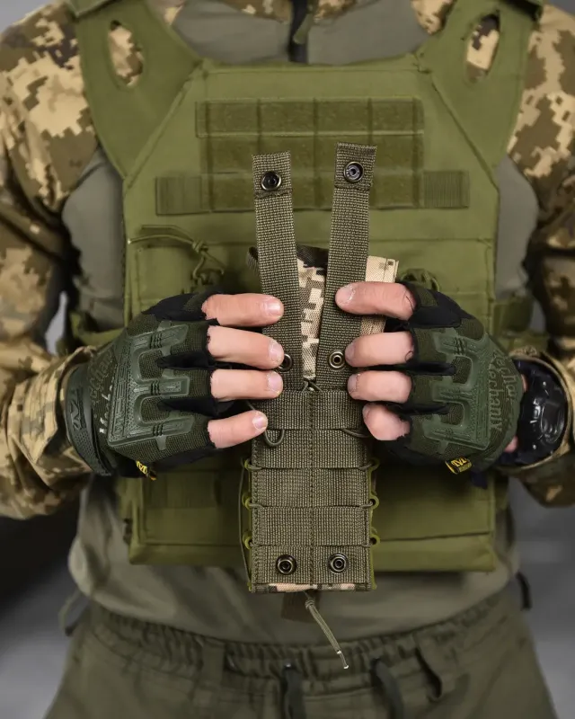 Тактический подсумок каркасный для двух магазинов АК/РПК/М16 pixel