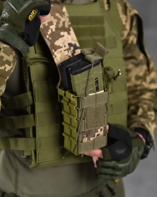 Тактический подсумок каркасный для двух магазинов АК/РПК/М16 pixel