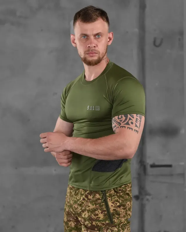 Компрессионная тактическая футболка 5.11 олива