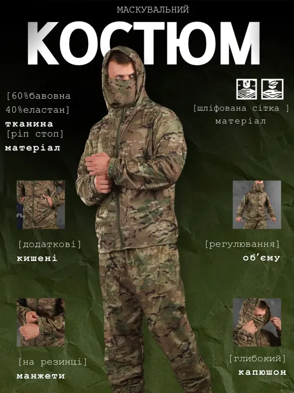 Маскировочный военный костюм мультикам ЛН2684 (23 - 00)