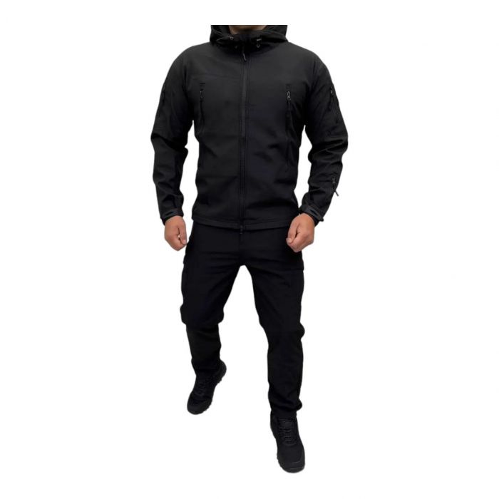 Тактический костюм Eagle Soft Shell, черный, на флисе (2361631956)